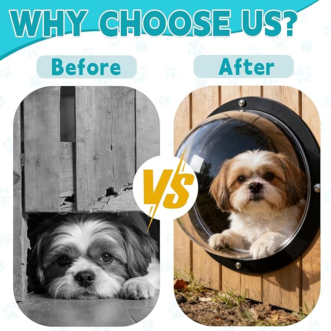 Nexboraque 2 Pack Dog Fence Window, Plastic Pet Dome Clear View Pet Peek Window for Dog, Cat, Horse, Pet Supply, 12.4 x 4.9 Inch