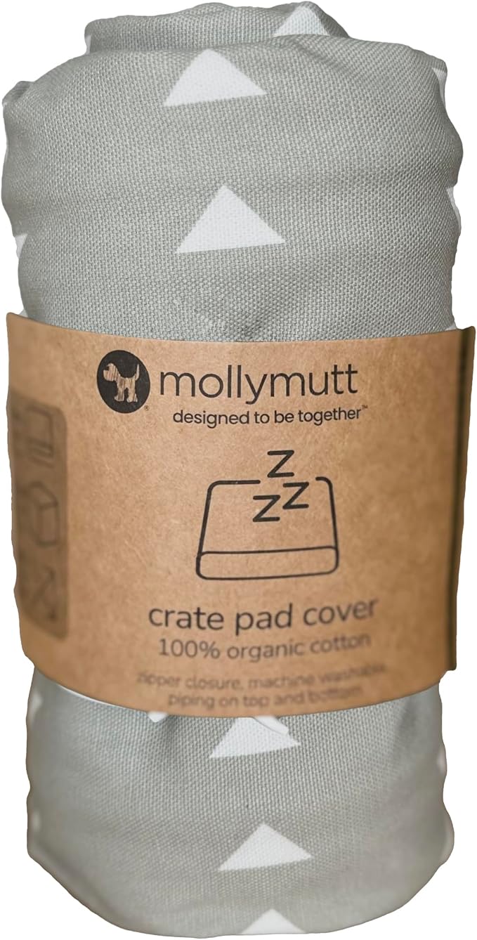 Molly Mutt Dog Crate Pad Cover, 100% Cotton Canvas Cover for Dog or Puppy Crate Bed, Durable, Washable, and Free of Harmful Chemicals, Pre-Shrunk, 30"x21"x2.5", Be Still
