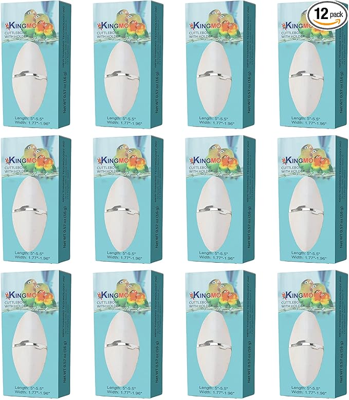 Jmxu's 5"-5.5" Bird Cuttlebone for Parakeets, Cuddle Bone with Metal Holder, Cuttlefish Bone for Sharp Beaks, Natural Birds Calcium for Parrots Cockatiels Budgie, 12Pcs