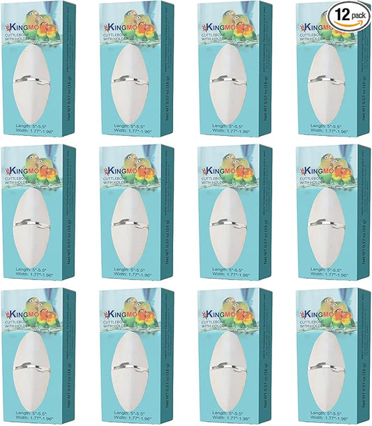 Jmxu's 5"-5.5" Bird Cuttlebone for Parakeets, Cuddle Bone with Metal Holder, Cuttlefish Bone for Sharp Beaks, Natural Birds Calcium for Parrots Cockatiels Budgie, 12Pcs