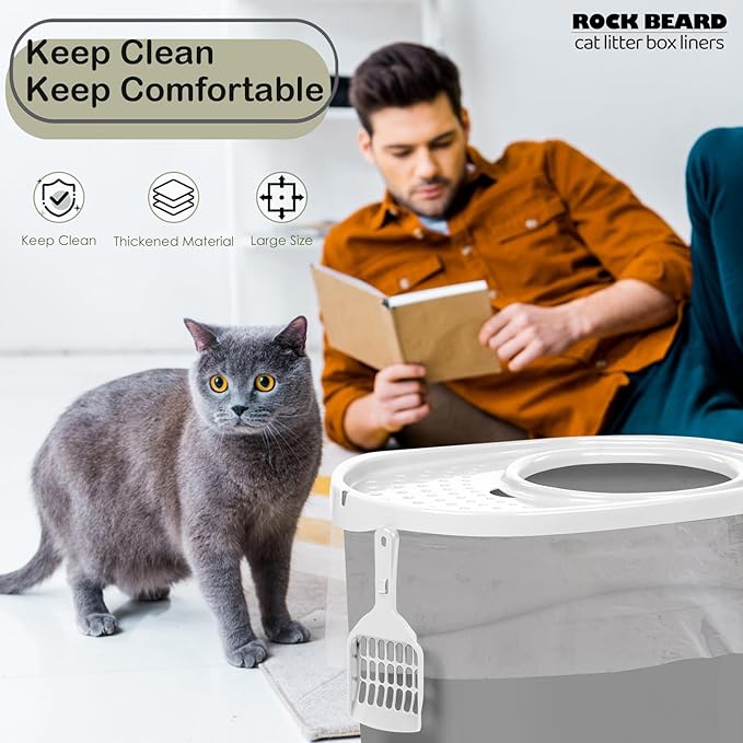 Cat Litter Box Liners Compatible with IRIS Top Entry Cat Litter Box - 25 Pack, Tear-Resistant and Spill-Proof, Perfect Fit for Most Top Entry Litter Pan Models