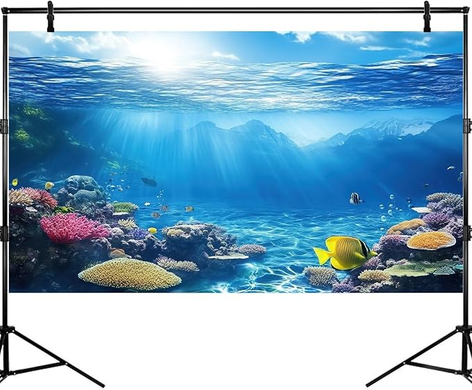 Under The Sea Aquarium Background Underwater Scene Coral Reefs Fish Tank Background Diverse Marine Life Sunlight Seascape Terrarium Backgrounds Tropical Undersea View Aquarium Tank Backgrounds 60x24in