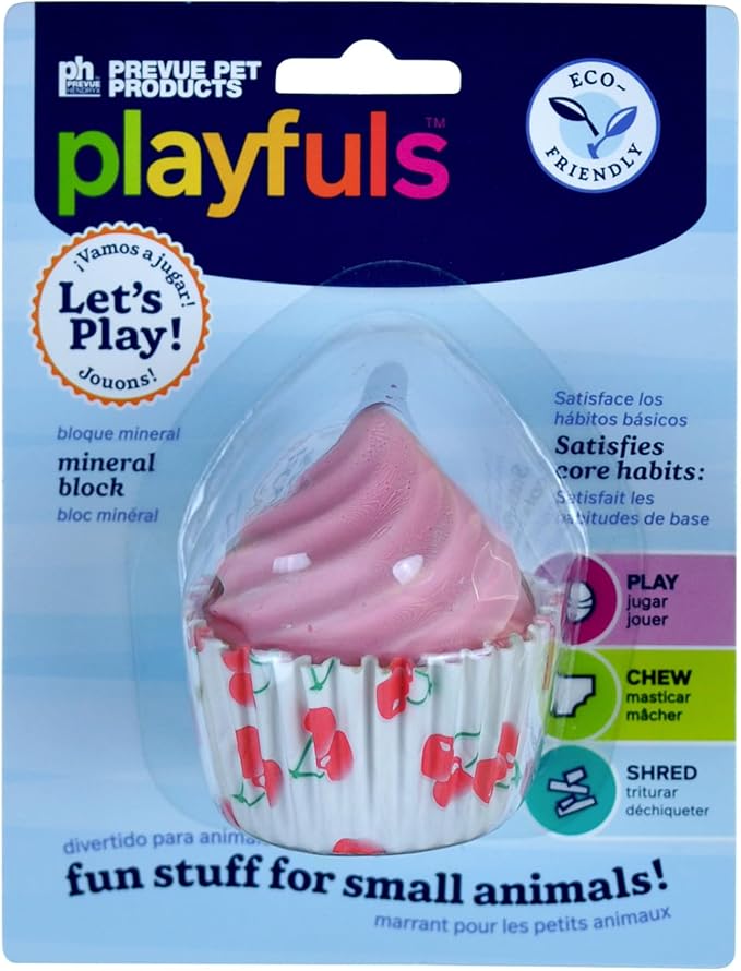Prevue Pet Products Pink Cupcake Treat Mineral Block Small Animal Chew Toy