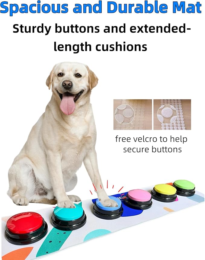 Dog Talking Buttons, 6 Colors Dog Buttons for Communication with Training Clicker & 25 Stickers, Recordable Buttons to Help Your Dog Talk, Pet Training Starter Set for Puppy, Cats and Dogs