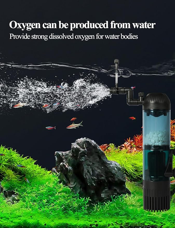 UPETTOOLS Aquarium Filter Fish Tank Filter with Fluid Bed Sponge Filter Multiple Function Ultra-Silent Filter for Saltwater Freshwater 20-60 Gallon