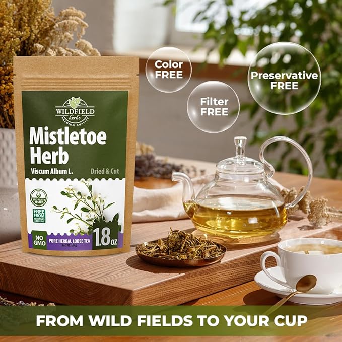 1.8 oz. Dried Mistletoe Herb Tea Goat'S (Viscum) - 50g Mistletoe Herb Herbal Tea Muerdago