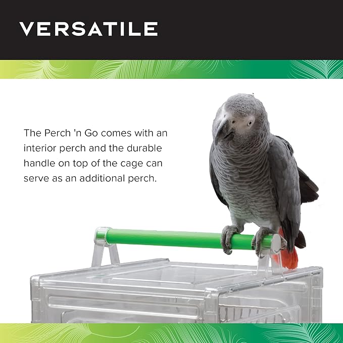 CaitecPerch & Go Polycarbonate Bird Carrier, Clear View Travel Cage