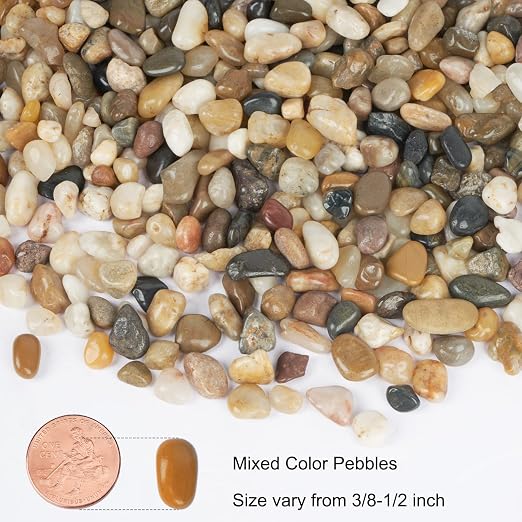 GASPRO 5 lb Decorative Pebbles for Plants, 3/8 Inch Mixed Color Rocks, Small Stones for Indoor Planters, Succulents & Vase Filler, Pea Gravel for Aquariums