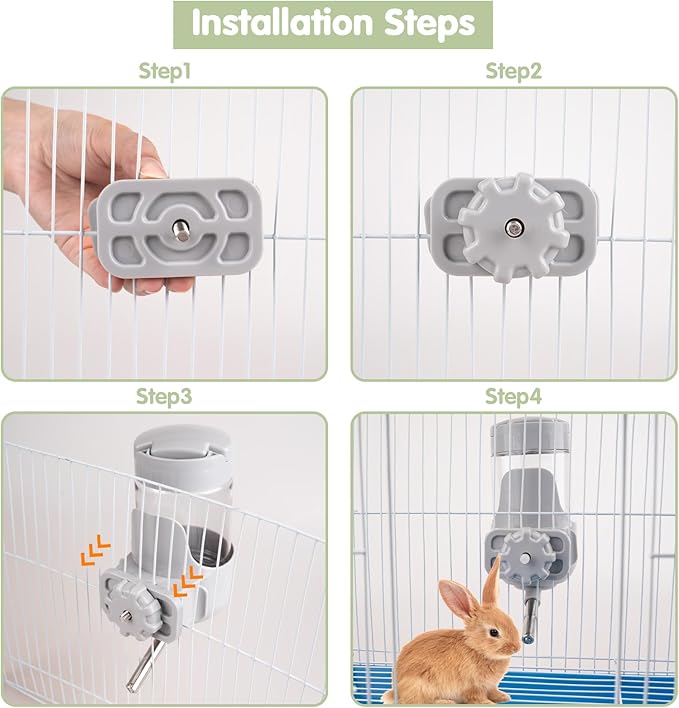 Depets Guinea Pig Water Bottle No Drip, 12 oz Small Animal Water Dispenser for Rabbit Hamster Rat Ferret Kitten, Top Refill Cage Water Bottle with Screw Fastener