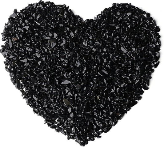 LAIDANLA Obsidian Crushed Stone Crystal Chips Bulk Natural Gemstones Healing Reiki Crystals Mini Quartz Vase Filler Aquarium Gravel 0.55lb