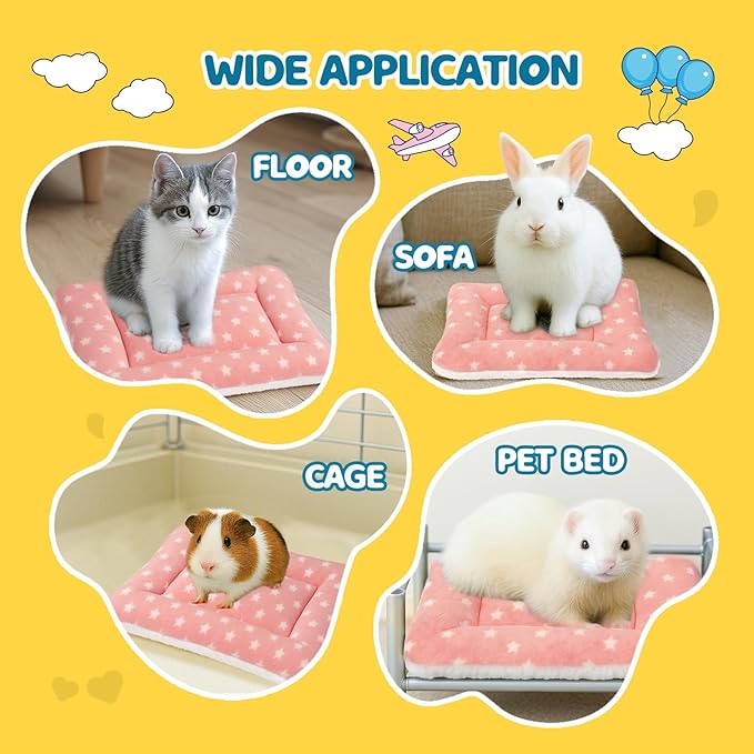 2 Pack Bunny Bed - 10 x 13 Inch Rabbit Pee Pads Bedding - Washable and Thickness Upgrade (Light Gray & Light Pink,M)