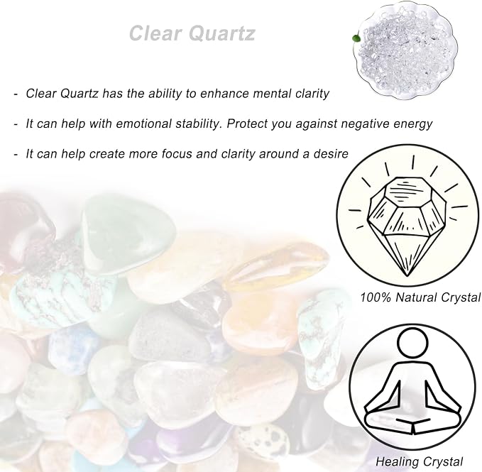 Erliway Clear Quartz Crystal Chips Bulk for Vase Filler Craft, 0.5 lb 7-9mm | Natural Crushed Crystal Stone for Spell Jar, Aquarium Gravel, Reiki Healing Meditation, Jewelry Making, Resin Art, Home Décor