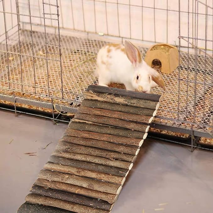 PINVNBY Guinea Pig Wooden Ladder Bridge (20 x 11.8 in) Rabbits Hideout, House, Tunnel, Rodents Chew Toys for Bunny, Chinchillas, Hedgehogs, Ferrets, Rat and Small Animals-Extra Large