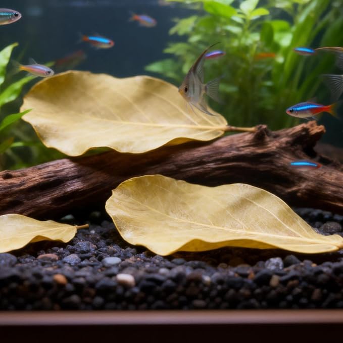 200Pcs Indian Almond Leaves Kabo Leaves Aquarium Decor Water Conditioner | Sealed Package,for Betta Fish Shrimp Goldfish Guppy,Betta Fish Tank Decor,Balance PH,Natural Tannins,Axolotl Tank Accessories