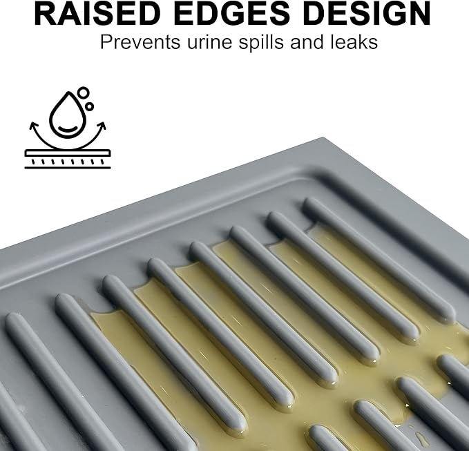 Cat Mat for Litter Box: Groove Design for Scatter Control - Easy Clean Silicone Cat Litter Mat (24"x15",Pack of 2,Grey)