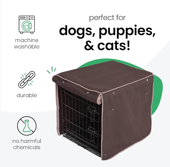 Molly Mutt Landslide Dog Crate Cover, 100% Cotton Canvas Cover with 2 Roll-Up Panels, Ideal for Dog or Cat Crate, Durable, Washable, and Free of Harmful Chemicals, 42" x 28" x 31"