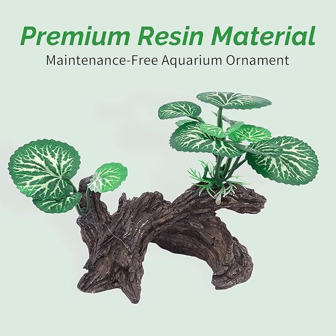 Fish Tank Decorations, Artificial Driftwood with Plants Aquarium Decor Ornaments for Betta Fish Hideout, Natural Aquarium Decoration Adds Color and Shelter