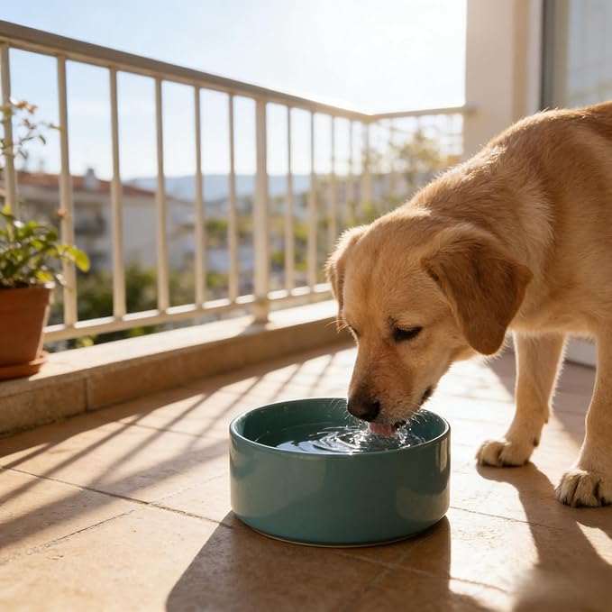 61 oz Large Ceramic Pet Bowl, Non-Slip Anti-Skid Base, Easy Clean Food & Water Feeder for Big Dogs and Cats – Dark Green