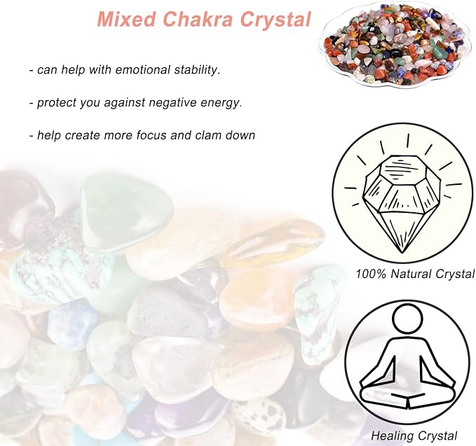 Erliway Natural Colorful Quartz Tumbled Chips Crushed Crystal Stone, 7-9mm | Polished Healing Crystal Chips Healing Reiki Crystal Jewelry Making Home Decoration, Aquarium, Vase Fillers, Plants Décor