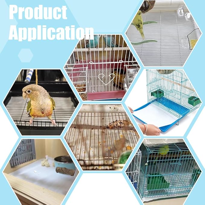 PH PandaHall 200 Sheets Bird Cage Liner Non-Woven Parakeet Cage Paper Precut Absorbent Cushion Pad Mat White Birdcage Liner for Pet Animal Bird Parrot Accessories, 13.3x10.6 Inch