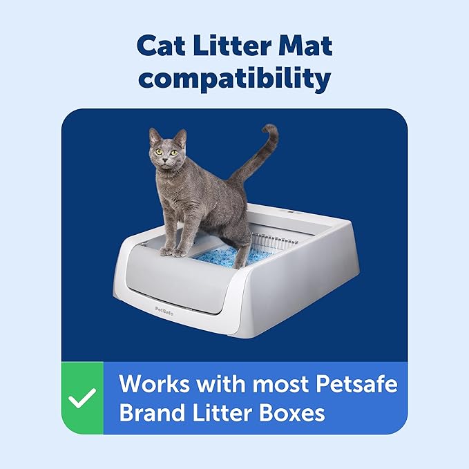 PetSafe Anti-Tracking Litter Mat - Traps Crystal and Clay Clumping Cat Litter - Durable Mesh Material - Easy to Clean Mat - Compatible with All Cat Litter Boxes - Large Size