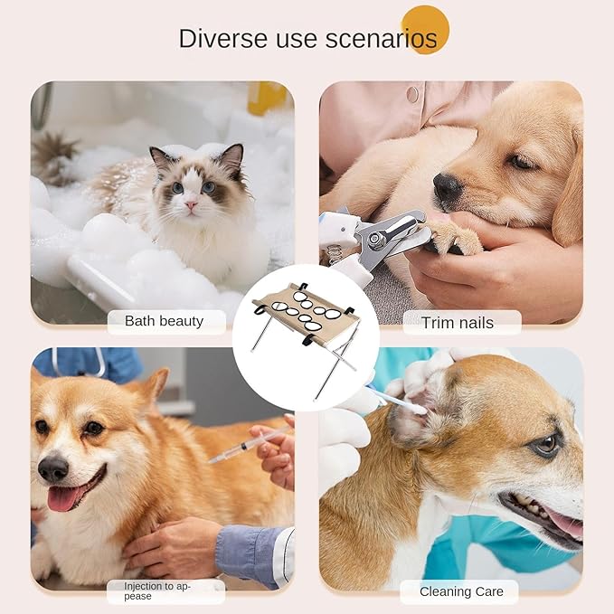 Pet Grooming Hammock – 8 Hole Hanging Cat Bath, Detachable Care Strap, Anti Scratch Bite Design | Secure Trimming Support, Easy Use for Nail Claw Ear Cleaning Grooming