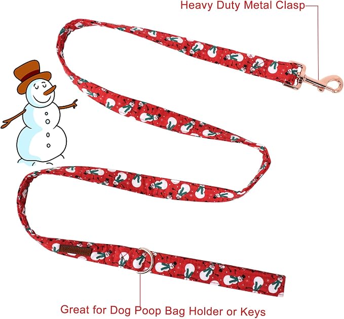 Dog Leash Match Dog Collar, Sturdy Durable Christmas Cotton Dog Leash, Santa Dog Training Leash for Small Medium Large Dog