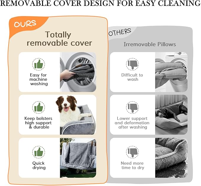 Comfort Expression Orthopedic Dog Bed for Medium Dogs 28x19 Inch, Waterproof Supportive Egg Crate Foam Medium Pet Bed with Removable Bolsters, Dog Couch with Washable Cover & Non-Slip Bottom, Black