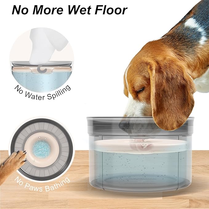 Techphardo 1Gallon No Spill Dog Water Bowl-3.8L Large Capacity, BPA-Free, Anti-Splash & Anti-Digging Design with Non-Slip Base, for Messy Drinkers