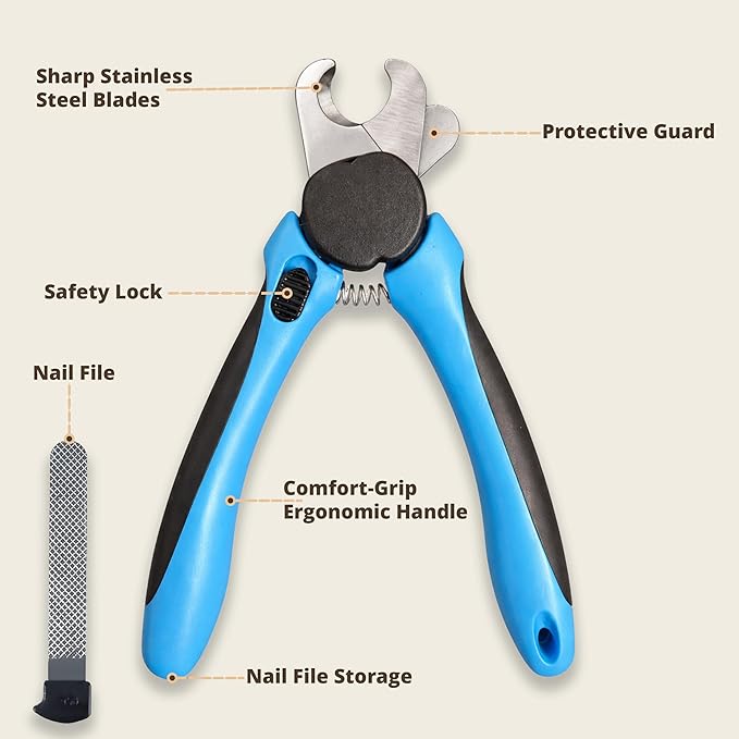 LED Dog Nail Clipper with Light & Safety Guard, Professional Pet Nail Trimmer with Quick Sensor, Extra Sharp for Thick Nails, for Large & Small Dogs and Cats (Medium-Large Without LED)