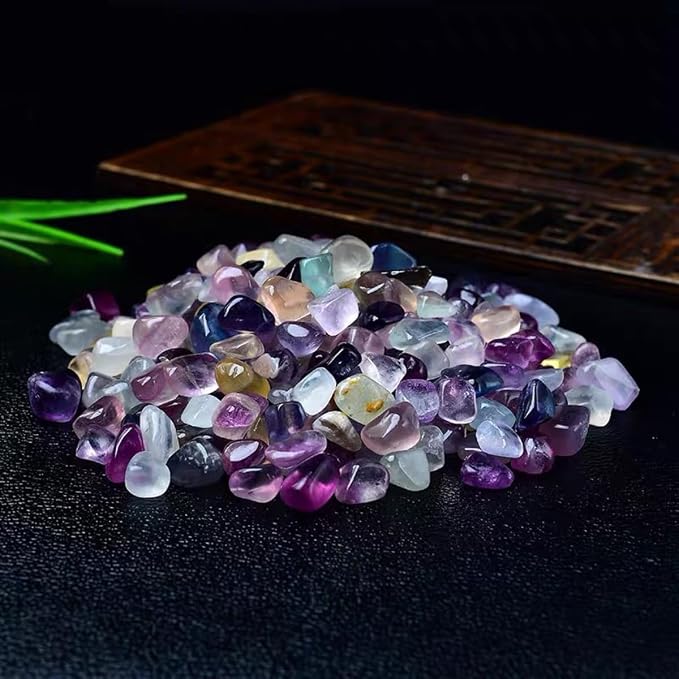 Erliway 100g Natural Rainbow Fluorite Crystal Chips 7-9mm Tumbled Stones | Small Crushed Crystal Stone, Polished Crystals Chips for Fish Tank, Healing Tumbled Rocks for Reiki Jewelry Making Home Décor