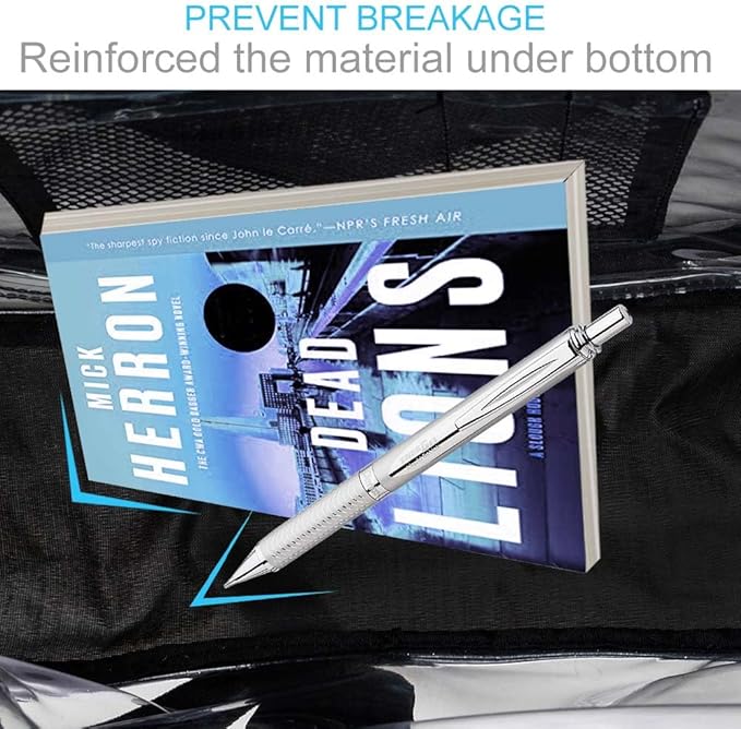 16" Shark Clear Backpack for Boys - 3Pcs School Stadium Approved Transparent Set, Campus See Through Bookbag with Lunch Box (Black)