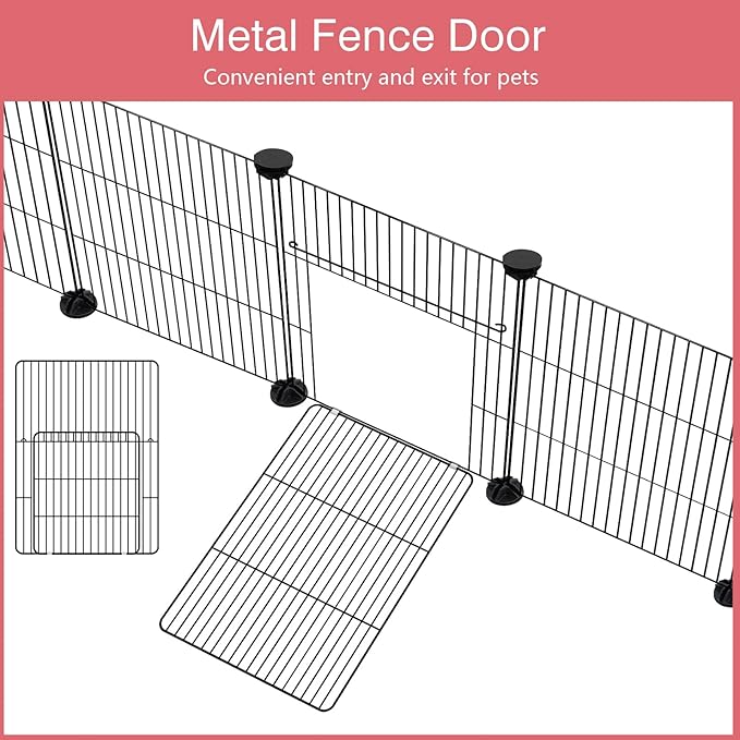 VISCOO 12 Panels Small Animal Playpen, 48" x 24" x 16" Pet Playpen with Waterproof Mat, C&C Cage for Guinea Pigs, Puppy Play Pen, Bunny Playpen, Indoor Outdoor Portable Metal Wire Yard Fence