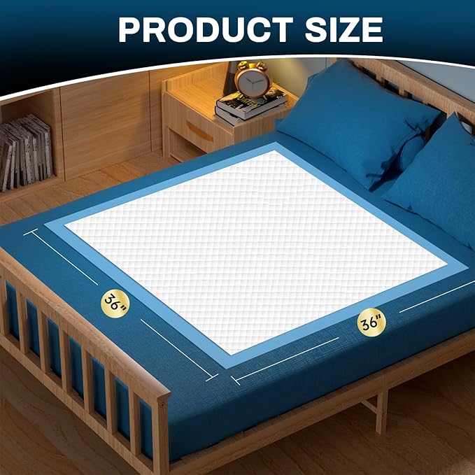 AAY Disposable Bed Pads 36" x 36" (100 Count) , Extra Large Heavy Duty Incontinence Underpads, Super Absorbent 3XL Chucks Pee Pads for Adults, Kids, Pets, Puppy Training