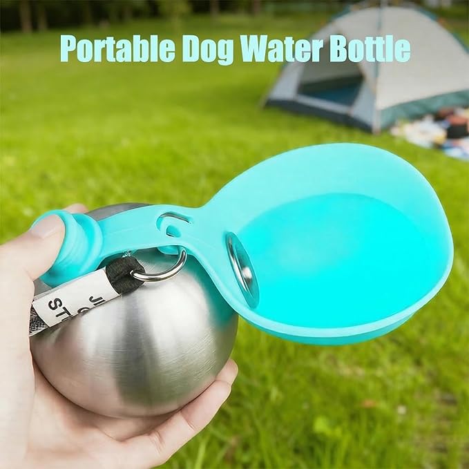2 in 1 Portable Tumbler for Dogs, 2026 New Dog Water Bottle Portable with Foldable Bowl, 285ml Stainless Steel Pet Water Bottle, Ideal for Walking, Hiking & Travels (Blue+Pink)
