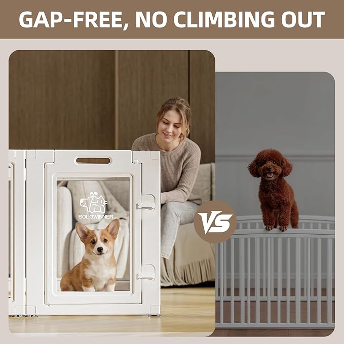 Clear Acrylic Dog Playpen Transparent Dog Playpen Indoor, Easy Assemble Clear Pet Pen for Puppy Bunny Cat Pig, Sturdy & Easy Cleaning Plastic Dog Puppy Fence