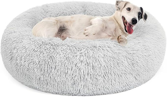 MIXJOY Orthopedic Dog Bed Comfortable Donut Cuddler Round Pet Beds Ultra Soft Washable Dog and Cat Cushion Bed (20''/23''/30'') (30'', Grey)