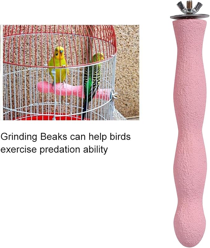 Pink Bird Perches for Cage, Frosted BirdPerch Rough, 22cm/8.7in Bird Perch Grinding Stick, Birds Grinding Scratchers Paws Perch with Screw for Birds Pet