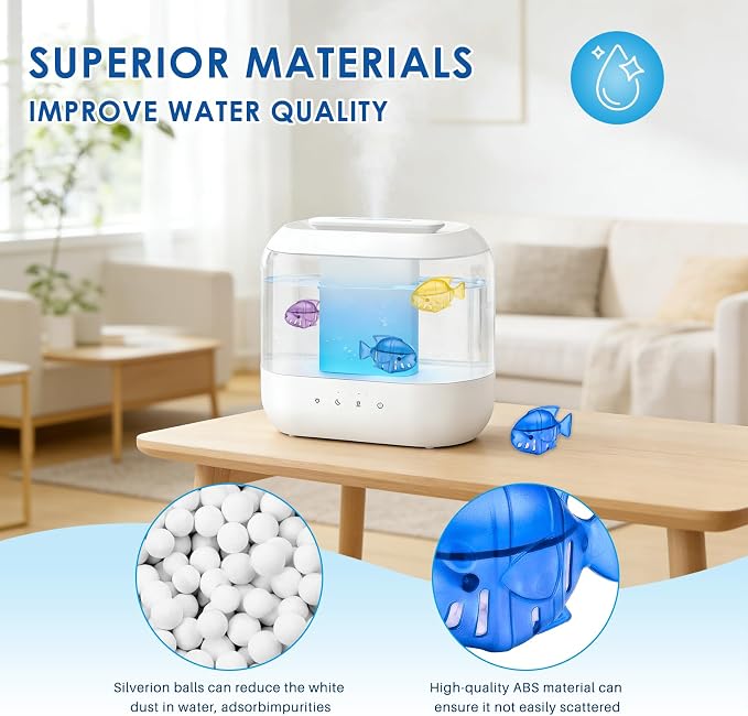 12 Pack Humidifier Cleaning Fish, Humidifier Cleaner for Most Humidifiers | Demineralization Cartridge for Fish Tanks to Purifie Water, Prevent Hard Water Build-Up to improve Humidification