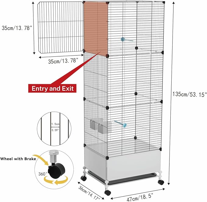 STILLCOVE Extra Large Bird Cage, Black Parakeet Cages with Rolling Stand & Wheels, Wide Birdcage for Parrots Cockatiels Conure Budgie Canary Finch Lovebird