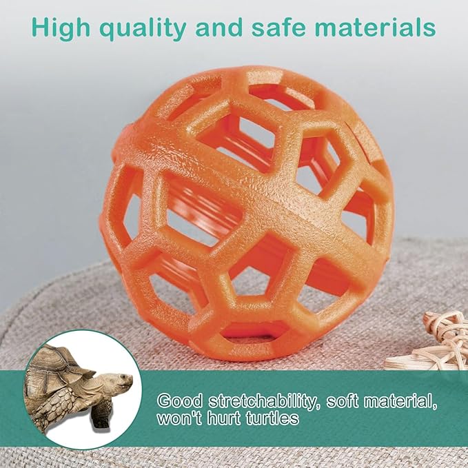 Tortoise Mini Skateboard and Orange Treat Ball set Tortoise Toy Feeding Balls Vegetable Grass for Small Animals Pets Encourages Foraging Behaviors,Mini Skateboard Keeps Pets Entertained (Orange)