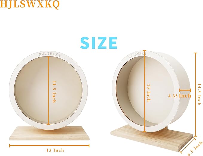 13in Large Hamster Silent Exercise Wheel – Wooden Chinchilla Wheel with Removable Washable Track, Quiet Wheel for Hedgehog,Rat,Syrian Hamster（13in）
