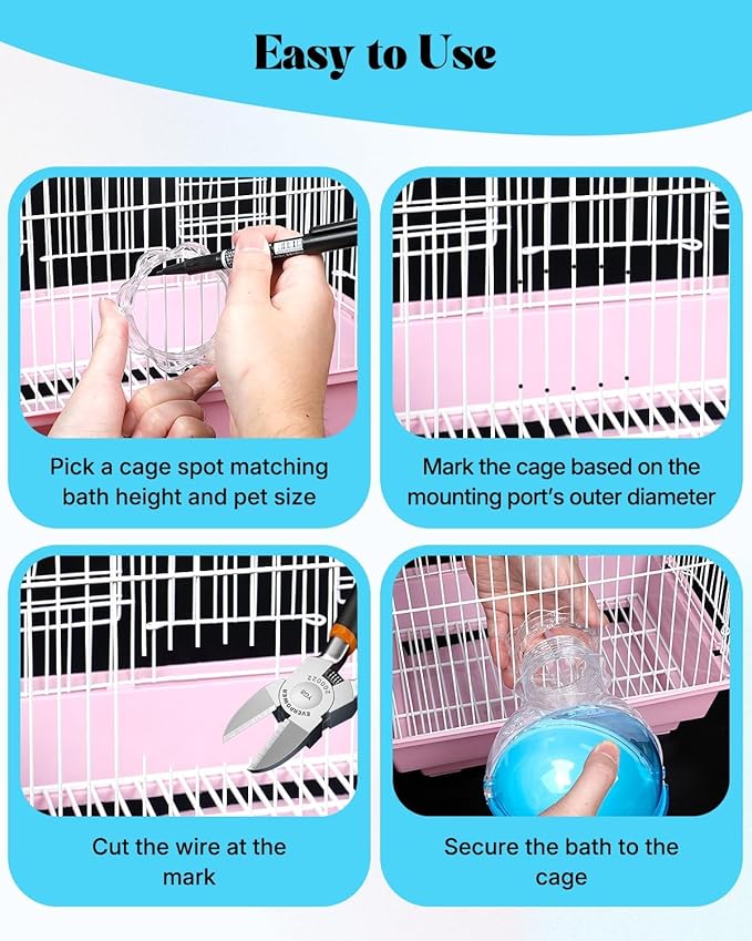 Pawfly Hamster Sand Bath Container, Removable Hamster Dust Bath & Bathroom, Multi-Use Hamster Cage Accessories for Gerbil, Chinchilla, Syrian Hamsters & Small Animals
