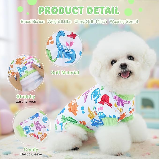 XPUDAC 4 Pieces Dog Pajamas for Small Dogs Boy Girl Soft Stretchy Pjs Onesies Puppy Clothes for Dog Cat Pet Outfits, X-Large