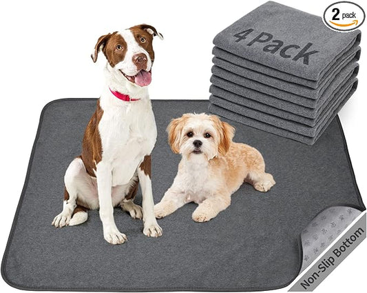 Washable Pee Pads for Dogs, 24x36 4 Pack Reusable Whelping Pads, Absorb Dog Mats Non-Slip Puppy Training Pads for Whelping, Potty, Training, Playpen, Crate