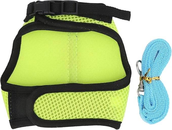Pet Mesh Traction Harness Chest Back Leash Rabbit Guinea Pig Supplies Mesh Comfortable Adjustable Small Pets (Fruit Green)