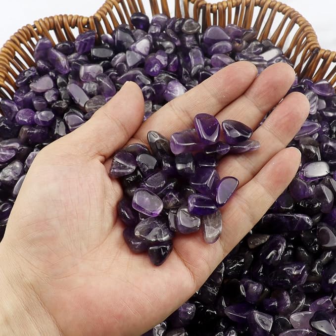 0.96LB Natural Amethyst Aquarium Gravel Vase Filler Crushed Crystal Quartz Succulent Rocks Fish Tank Decor Pebbles Bulk Polished Irregular Shaped - Amethyst
