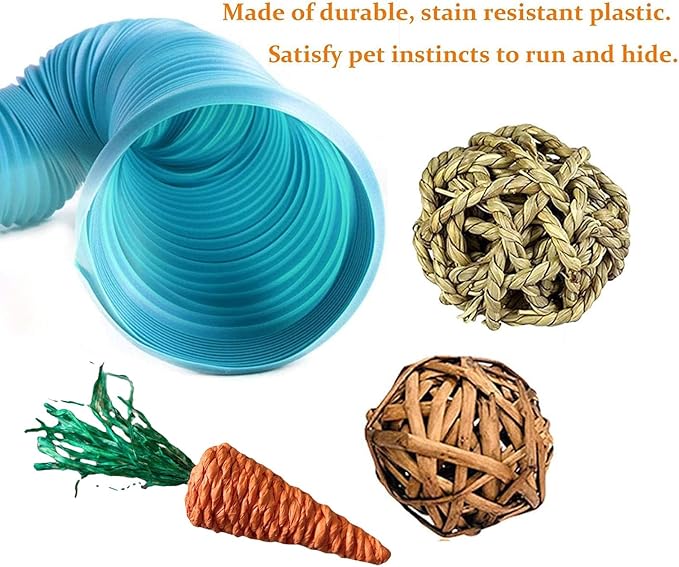 Collapsible Pet Tunnel, 2 PCS Hamster Fun Plastic Tunnels, Foldable Hideaway Exercising Training Tube Toys for Dwarf Hamster, Guinea Pig, Gerbil, Mouse, Rat and Ferrets