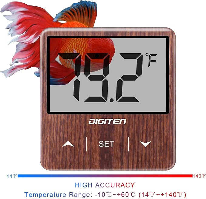 Aquarium Thermometer Digital Fish Tank Thermometer with Large LCD Display Stick On Water Terrarium Temperature Sensor Gauge for Reptiles Turtle Amphibians