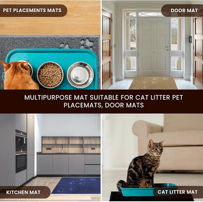 Andalus Small Cat Litter Mat, Pack of 2 - Waterproof, Non-Slip & Easy to Clean Cat Litter Box Mat for Extra Efficient Pet Litter-Trapping, Brown (15.75” X 11.75”)